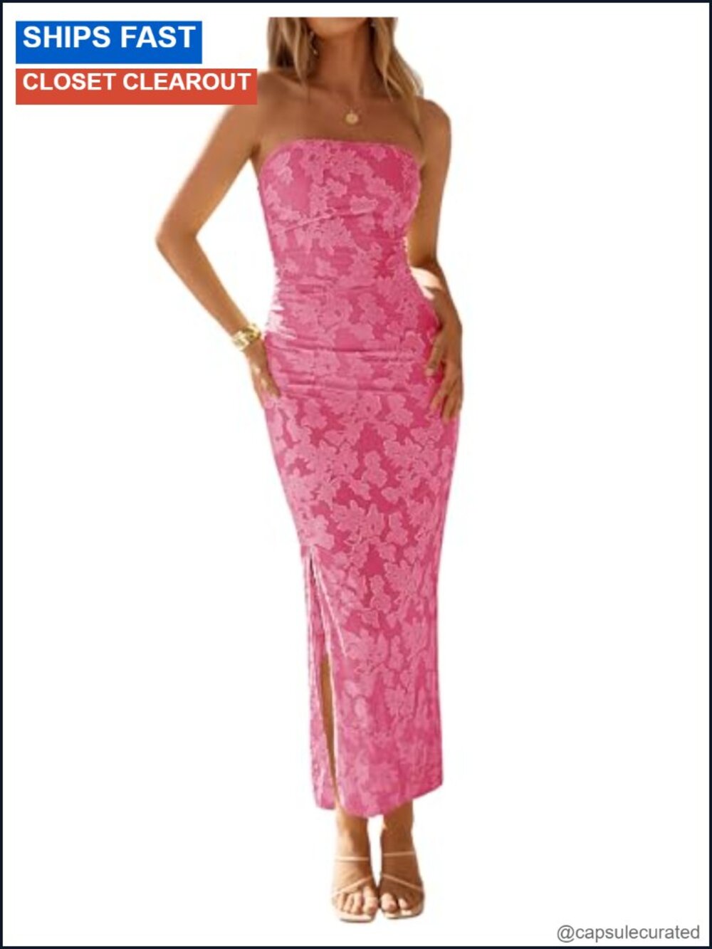 ZESICA Women's Strapless Floral Bodycon Maxi Dress Formal Cocktail Party